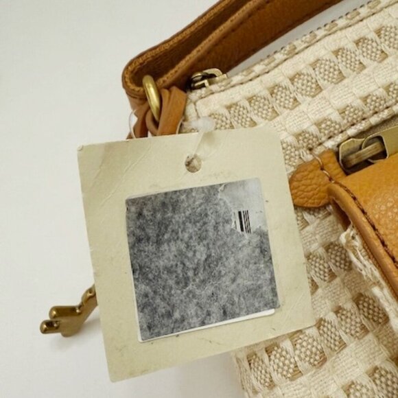 Fossil Kinley Crossbody Bag Purse Canvas Leather Off-White & Tan - Picture 8 of 9